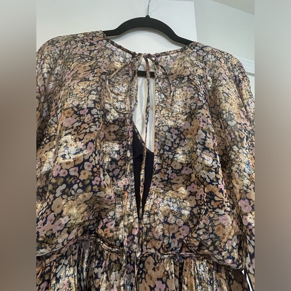 ASOS DESIGN mini smock dress tie waist ditsy Floral print chiffon Petite Size 8 - Picture 12 of 15